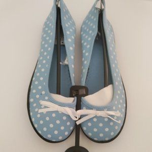WOMENS POLKA DOT BABY BLUE BALLERINA FLAT SHOES SZ 6